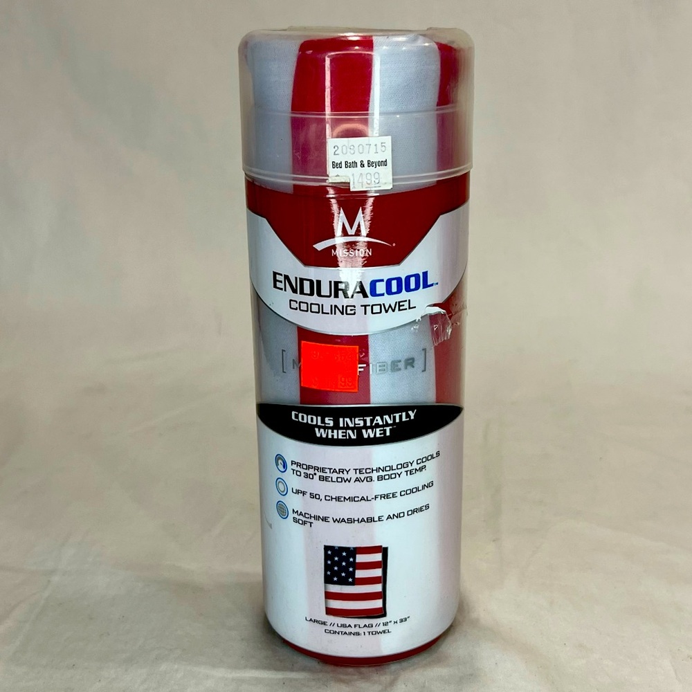 NEW Endura Microfiber Patriotic American Flag Athletic Cooling Towel 12” x 33”